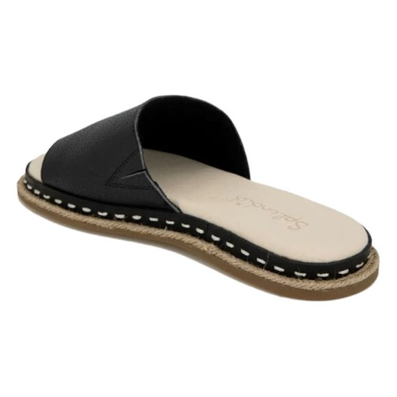 Splendid Calipso Sandal Black Leather Slide Open Toe Wide Strap Flat 8.5 - Picture 6 of 10